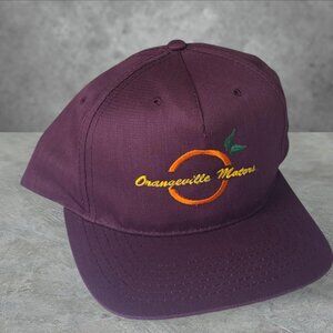 Vintage 90s 'Orangeville Motors' burgundy snapback hat